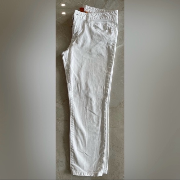 Tory Burch Alexa Jeans Size 31 White Cropped Skinny Mid Rise Denim 5 Pocket Logo - Picture 5 of 6
